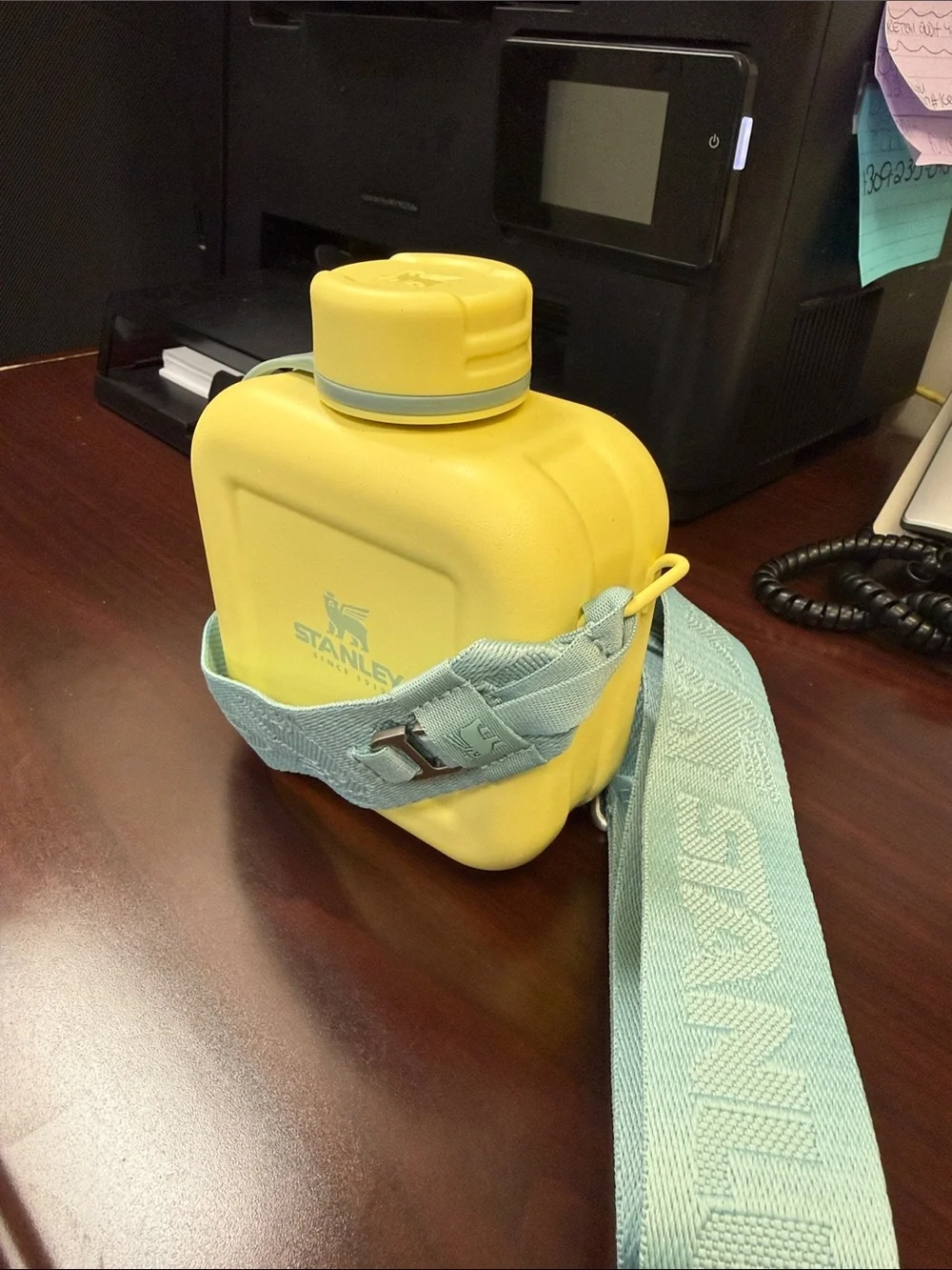 NWOT Stanley Yellow Canteen with Mint Green Strap